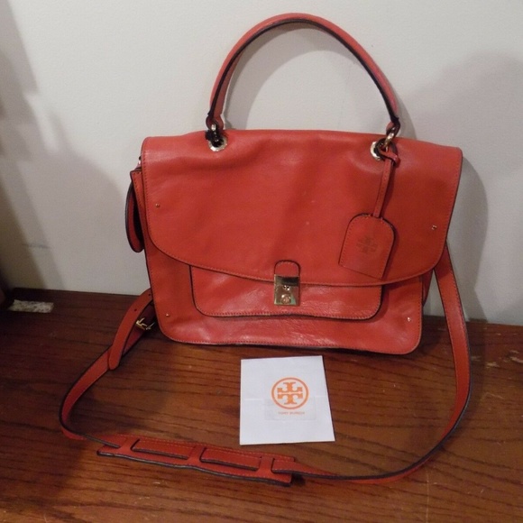 Tory Burch Handbags - TORY BURCH Vintage Tangerine Orange Leather Purse